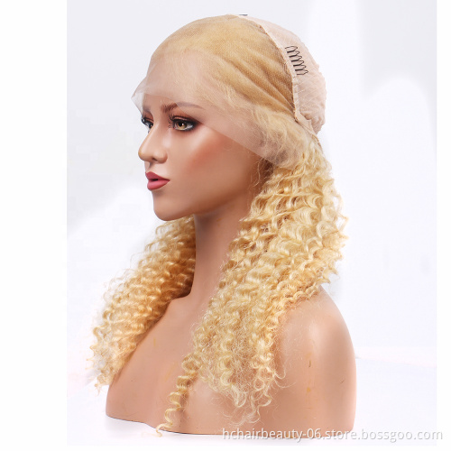 #613 Blonde Deep Wave Lace Frontal Wig Brazilian Virgin Remy Human Hair Lace Frontal Wigs Transparent Lace Wigs